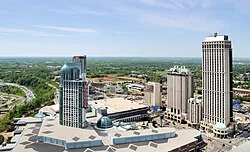 Fallsview hotel area, Niagara Falls Fallsview hotel district in Niagara Falls, Ontario